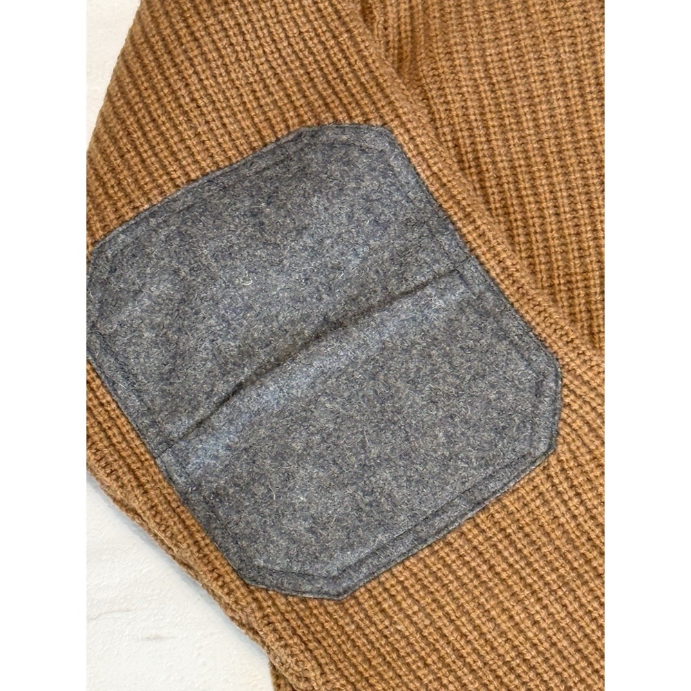 Rare Orvis Sweater Mens L WWII Khaki/ Elbow Patch Military Shawl Collar NWT - Picture 2 of 9